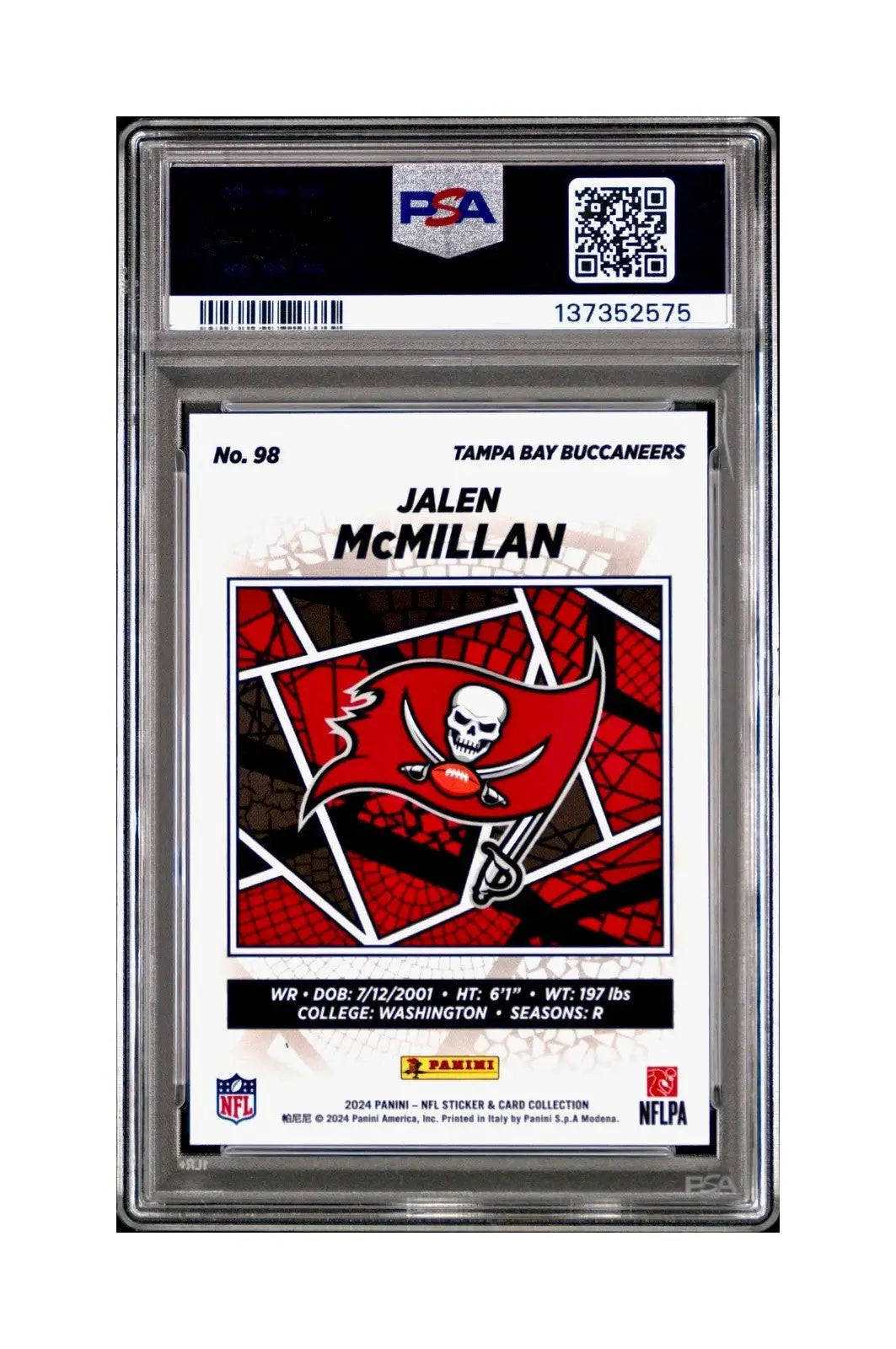 Jalen McMillan Rookie 2024 Panini Sticker Collection 053/075 #98 Lime Foil PSA 9 - Football Card Single