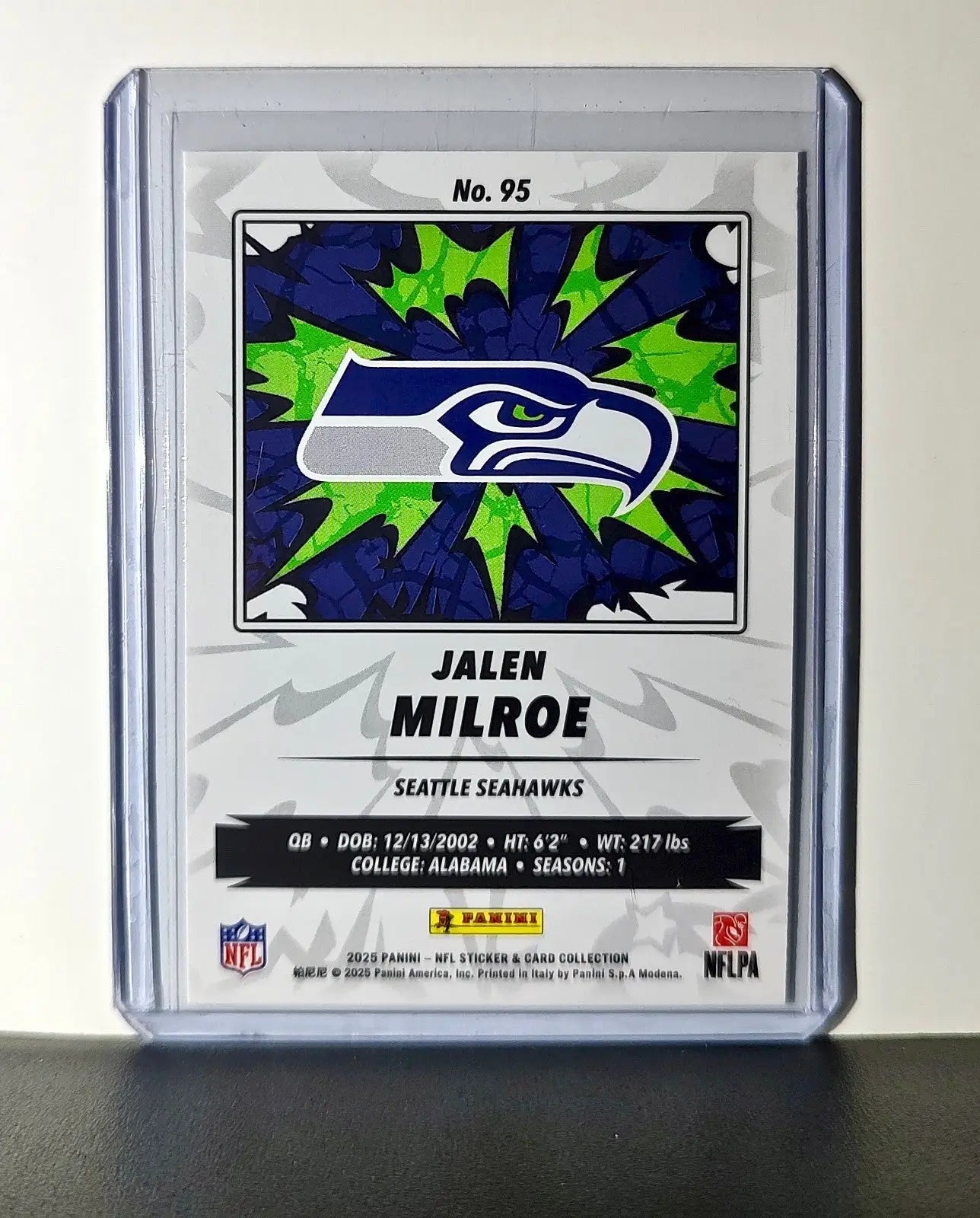 Jalen Milroe Rookie 2025 Panini NFL #95 Sticker Card Seattle Seahawks - Football Card Single