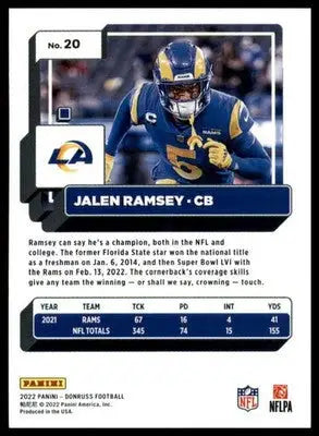 Jalen Ramsey 2022 Donruss #20 Los Angeles Rams - Football Card Single