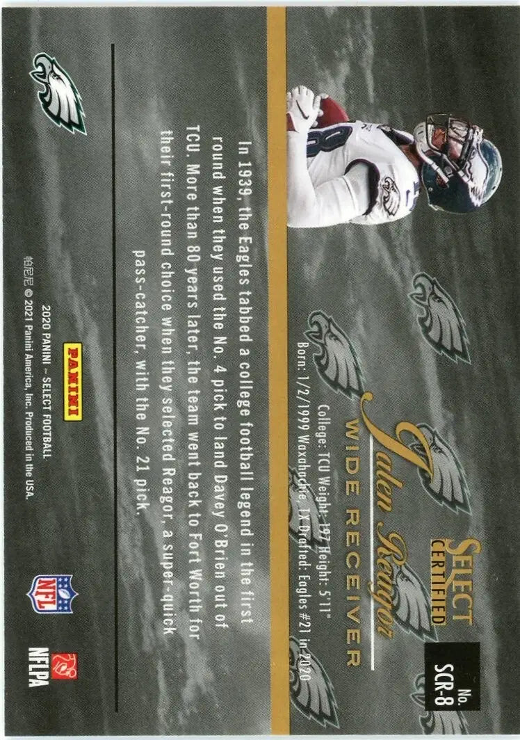 Jalen Reagor 2020 Panini Select Certified Rookies #SCR-8 Philadelphia Eagles NFL
