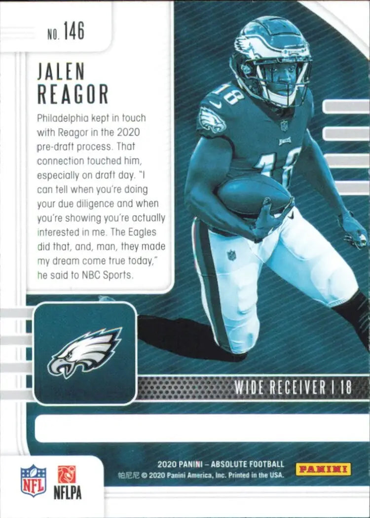 Jalen Reagor Rookie 2020 Panini Absolute #146 Philadelphia Eagles Football Card - Football Card Single