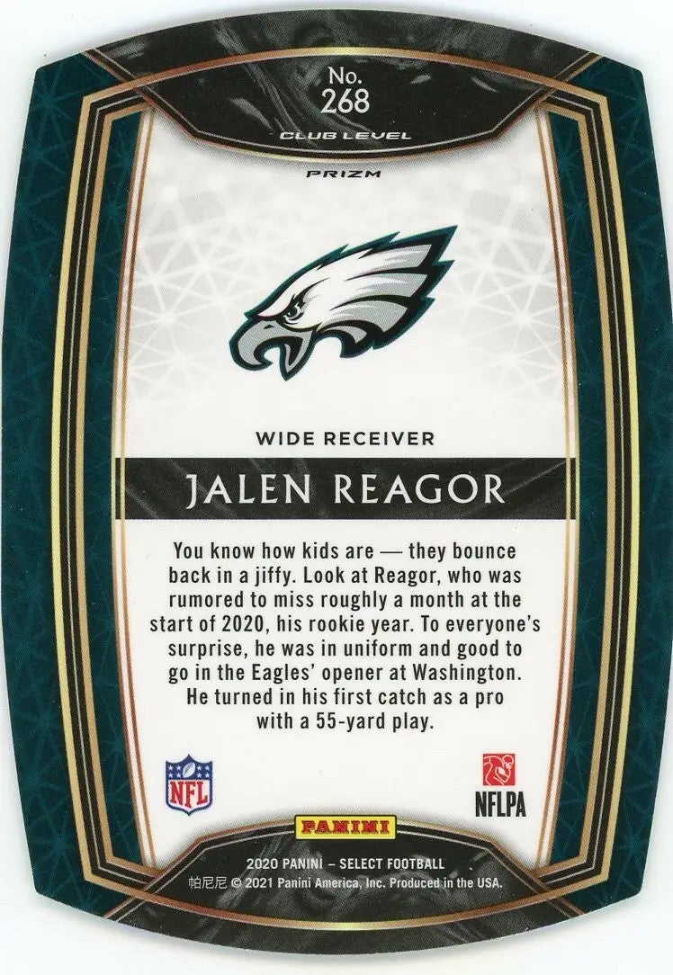 Jalen Reagor Rookie 2020 Panini Select Club Neon Green Die Cut #268 Eagles Card - Football Card Single