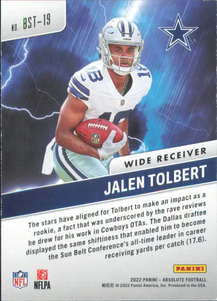 Jalen Tolbert Rookie 2022 Panini Absolute By Storm #BST-19 Dallas Cowboys Card - Football Card Single