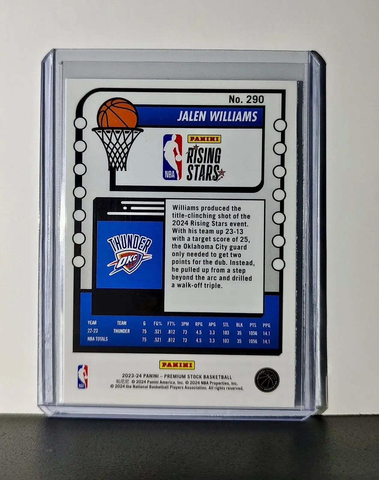 Jalen Williams 2023-24 Panini Premium NBA Hoops Rising Stars #290 Card Thunder - Basketball Card Single