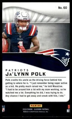 Ja’Lynn Polk 2024 Panini Illusions Emerald Trophy Collection #60 NE Patriots - Football Card Single