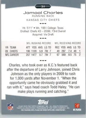 Jamaal Charles - 2010 Topps Platinum - #31 - Football - Football Card Single
