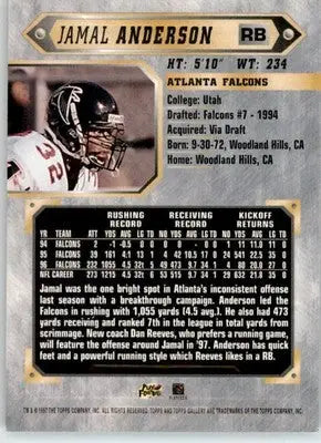Jamal Anderson - 1997 Topps Gallery - #51 - Football - Football Card Single