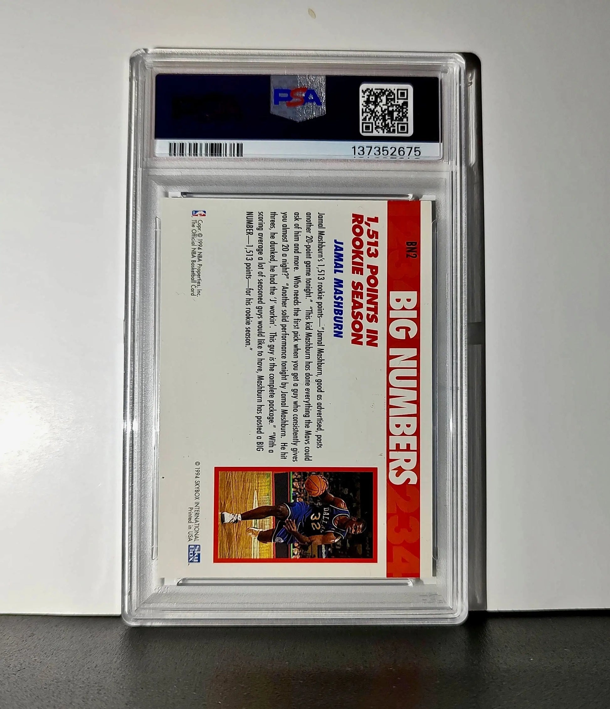 Jamal Mashburn 1994 NBA Hoops Big Numbers #BN2 Rainbow PSA 7 NM
