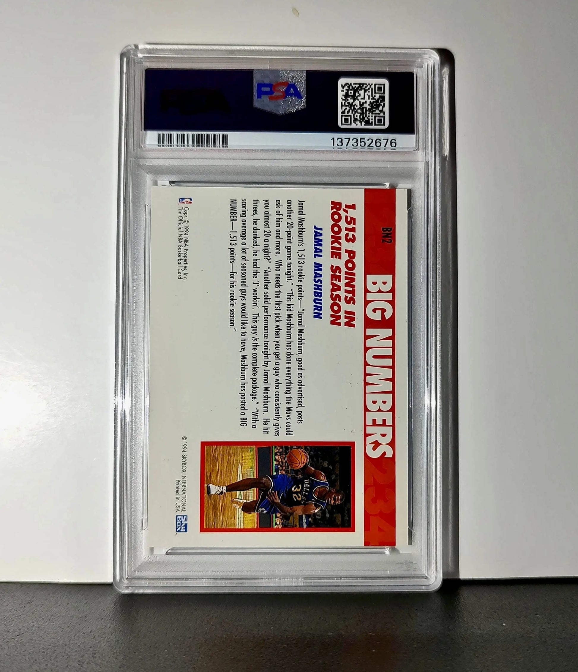 Jamal Mashburn 1994 NBA Hoops Big Numbers #BN2 Rainbow PSA 7 NM