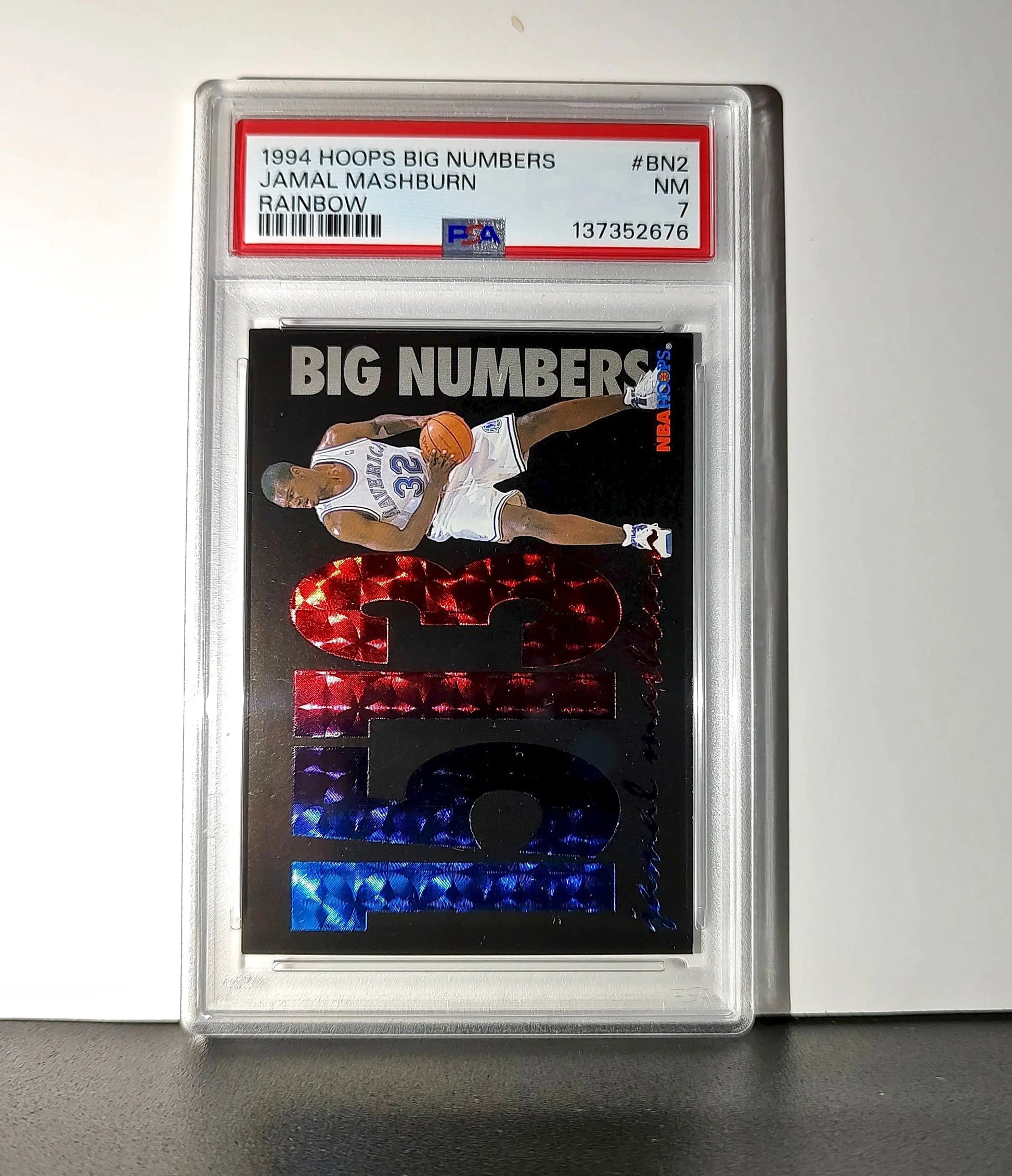 Jamal Mashburn 1994 NBA Hoops Big Numbers #BN2 Rainbow PSA 7 NM - Basketball Card Single