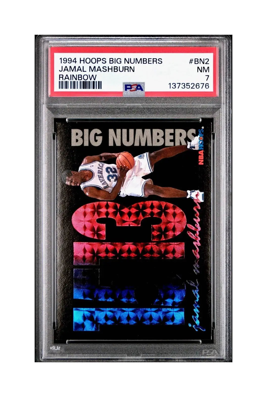 Jamal Mashburn 1994 NBA Hoops Big Numbers #BN2 Rainbow PSA 7 NM - Basketball Card Single