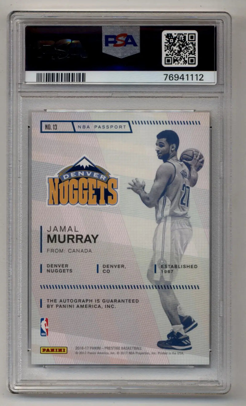 Jamal Murray 2016-17 Prestige NBA Passport Signature 79/99 PSA 9 Mint Auto 10 - Basketball Card Single