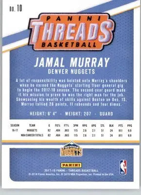 Jamal Murray - 2017-18 Panini Threads - #10 - Basketball - Basketball Card Single