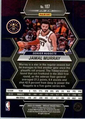 Jamal Murray - 2022-23 Panini Mosaic - #107 - Blue Wave Basketball - Basketball Card Single