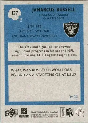 JaMarcus Russell - 2009 Philadelphia - #137 - Football - Football Card Single