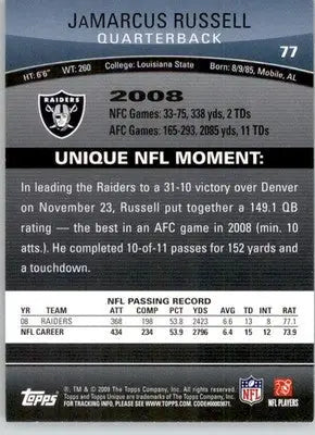 JaMarcus Russell - 2009 Topps Unique - #77 - Football - Football Card Single