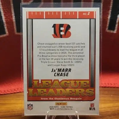 Ja’Marr Chase 2025 Panini Score League Leaders Insert #2 NFL Bengals - Football Card Single