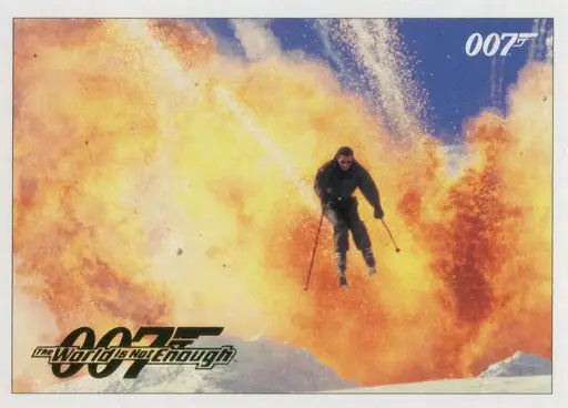 Skier silhouetted against explosion in James Bond 007 Classics Gold Parallel Trading Card