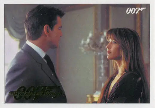 Two people in formal attire with 007 logo in James Bond 007 Classics Gold Parallel trading card
