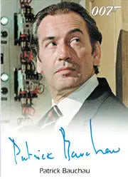 Headshot of Patrick Bauchau in a suit with the 007 logo for James Bond autograph card