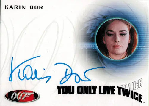 Autographed James Bond card featuring Karin Dor as Helga Brandt from You Only Live Twice