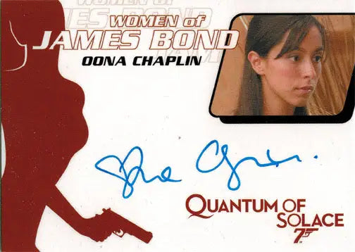 Autographed trading card of Oona Chaplin as Receptionist in Quantum of Solace