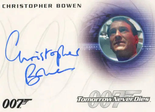 Autographed trading card of Christopher Bowen as Richard Day from Tomorrow Never Dies
