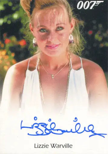 Autographed postcard of Lizzie Warville as Pool Girl in James Bond Archives 2015