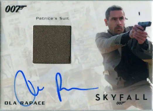 James Bond Archives trading card with autograph and costume swatch of Ola Rapace
