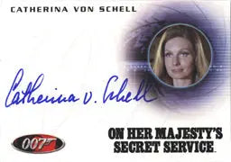 Autograph card featuring Catherina von Schell in On Her Majesty’s Secret Service