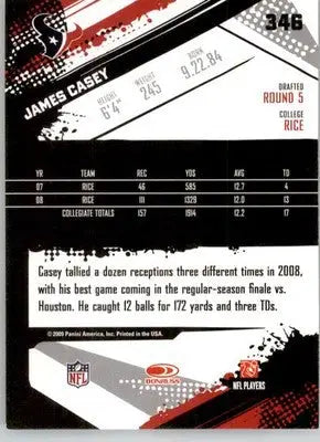 James Casey - 2009 Score - #346 - RC Football - Football Card Single
