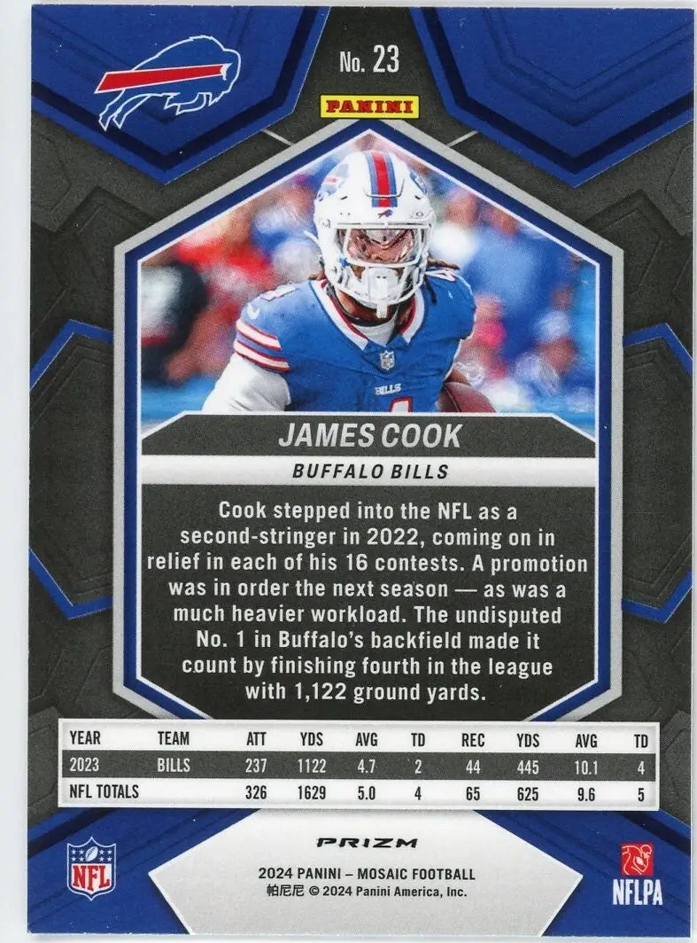 James Cook 2024 Panini Mosaic Mosaic #23 Buffalo Bills Football Card NFL Sports - Football Card Single