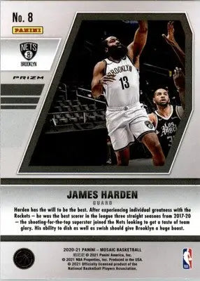James Harden - 2020-21 Panini Mosaic - #8 - Will to Win Mosaic Basketball - Basketball Card Single