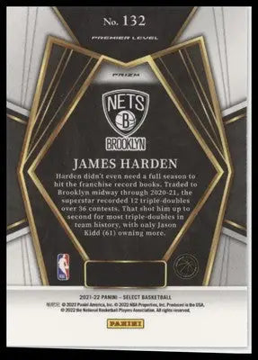 James Harden 2021-22 Panini Select Blue Shimmer Prizms #132 Brooklyn Nets - Basketball Card Single