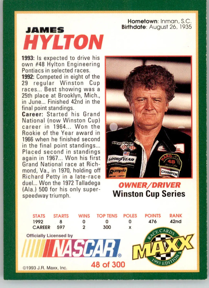 James Hylton - 1993 Maxx - #48 - Racing - Racing Card Single