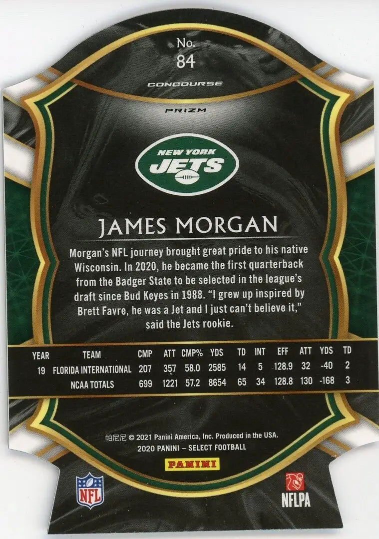 James Morgan Rookie 2020 Panini Select Concourse Blue Die Cut #84 New York Jets