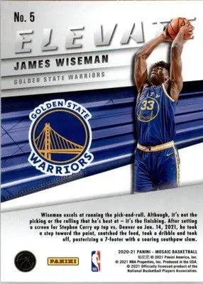 James Wiseman - 2020-21 Panini Mosaic - #5 - Elevate Basketball - Basketball Card Single
