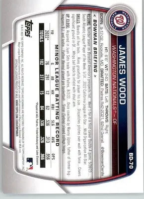 James Wood - 2023 Bowman Draft - #BD-70 - Baseball - Baseball Card Single