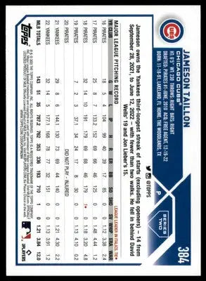 Jameson Taillon 2023 Topps #384 Chicago Cubs - Baseball Card Single