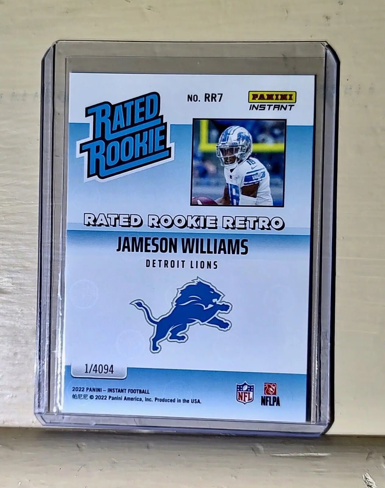 Jameson Williams 2022 NFL Panini #7 Rated Rookie Retro Football Card 1/4094 - Football Card Single