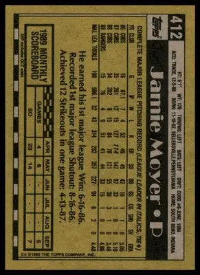 Jamie Moyer 1990 Topps #412 Texas Rangers - Baseball Card Single