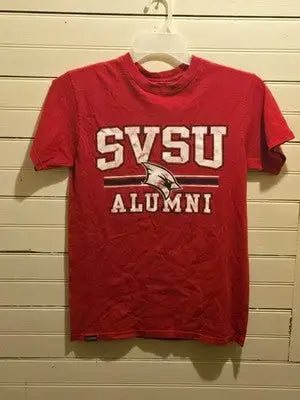 JanSport Shirt Mens S SVSU Alumni Red Short Sleeve Graphic Tee Worn Print - Apparel