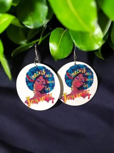 January Queen Rhinestone single-side wooden Earrings - Apparel