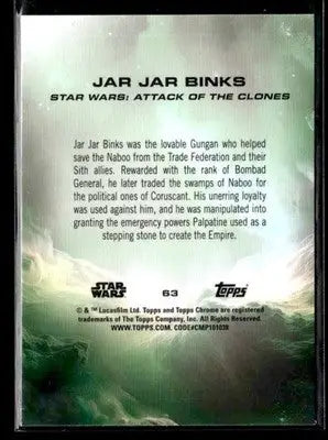 🌟 Jar Jar Binks, 2025 Topps Chrome Star Wars #63 🌟