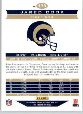 Jared Cook - 2013 Score - #173 - Football - Football Card Single