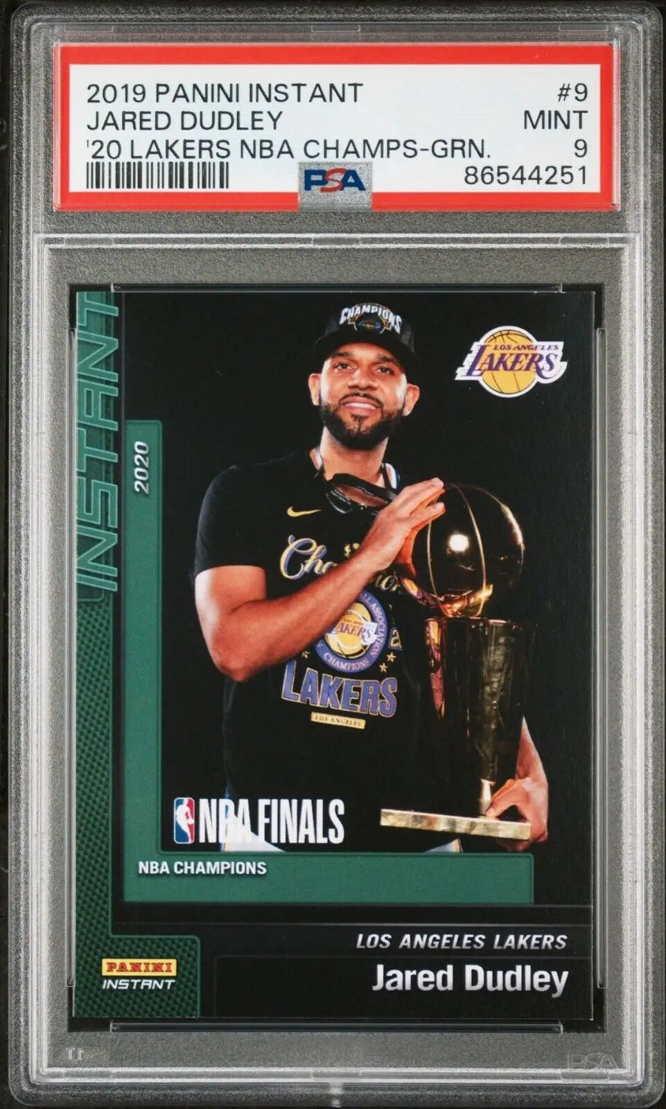 Jared Dudley 2020 Panini Lakers NBA Champions #9 Green Card 10/10 PSA 9 Mint - Basketball Card Single