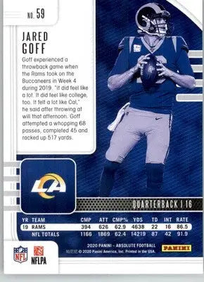 Jared Goff - 2020 Panini Absolute - #59 - Retail Football
