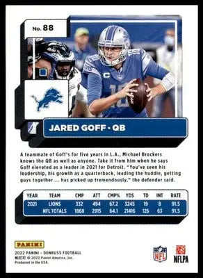 Jared Goff 2022 Donruss #88 Detroit Lions - Football Card Single