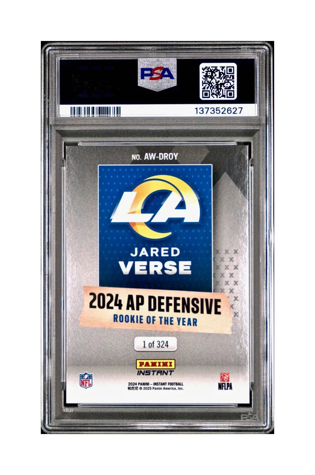 Jared Verse 2024 Panini NFL AP Defensive Rookie of the Year Rams PSA 10 Gem Mint - Football Card Single
