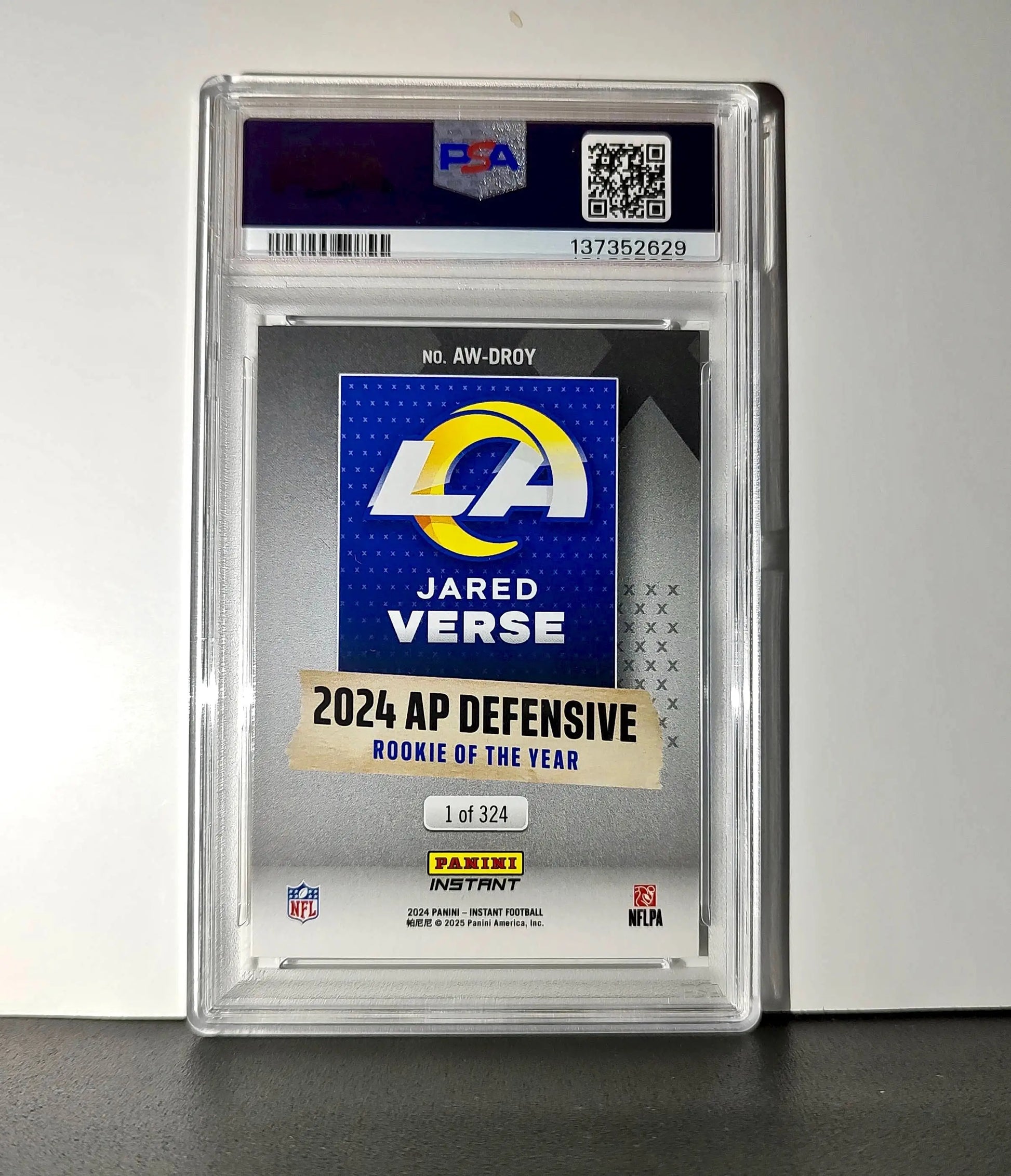 Jared Verse 2024 Panini NFL AP Defensive Rookie of the Year Rams PSA 10 Gem Mint
